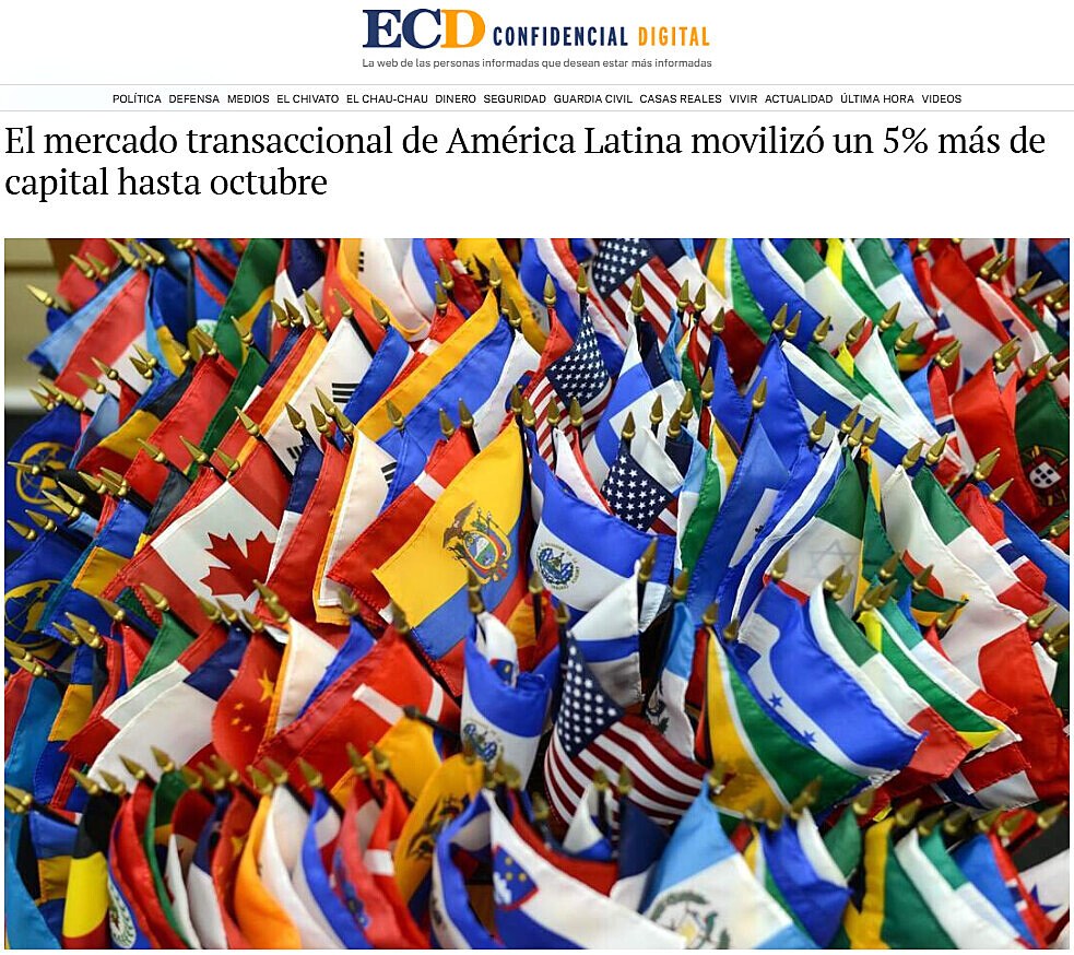 El mercado transaccional de Amrica Latina moviliz un 5% ms de capital hasta octubre